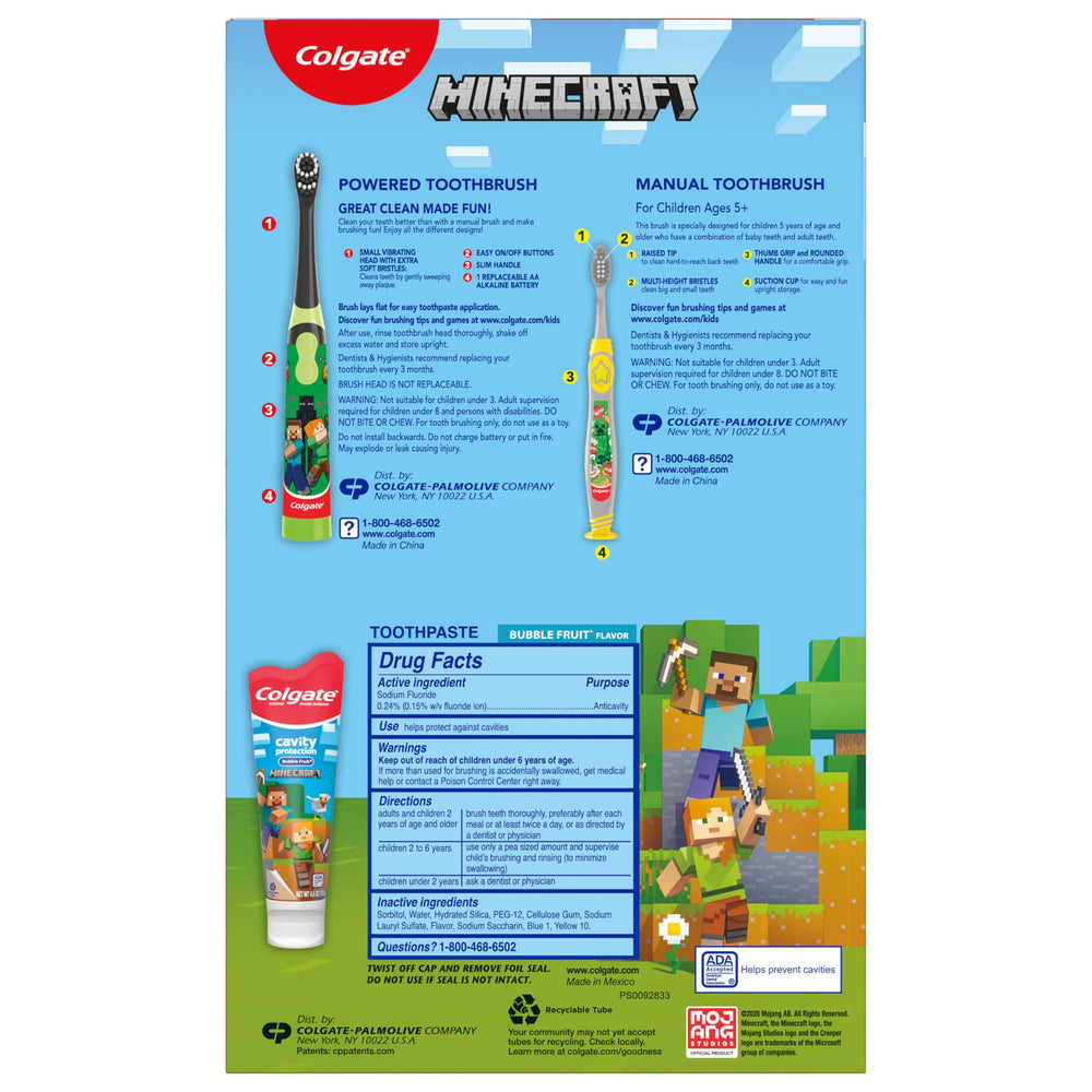 Colgate Minecraft escena en baño infantil que muestra uso cotidiano y diversión