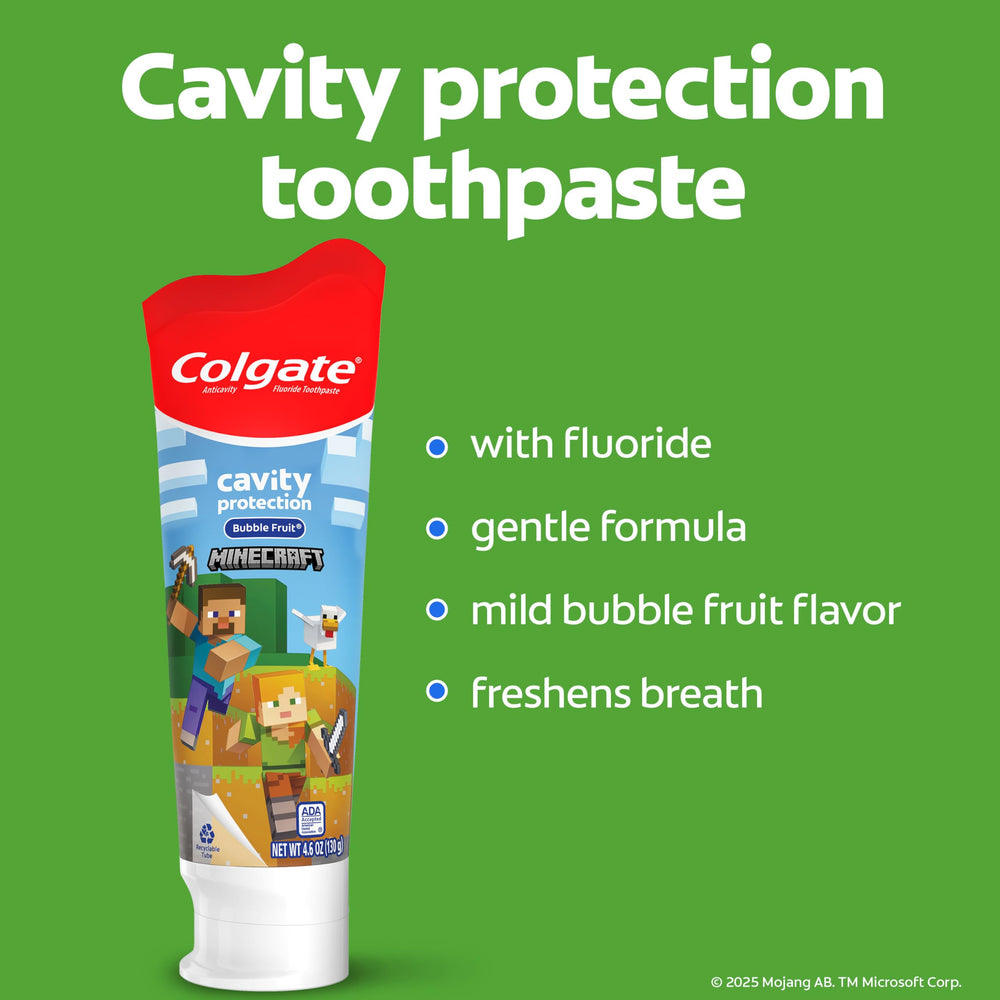 Colgate Minecraft niños y padres usando los cepillos para una rutina divertida