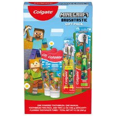 Colgate Minecraft etiqueta con información de ingredientes y presencia de flúor