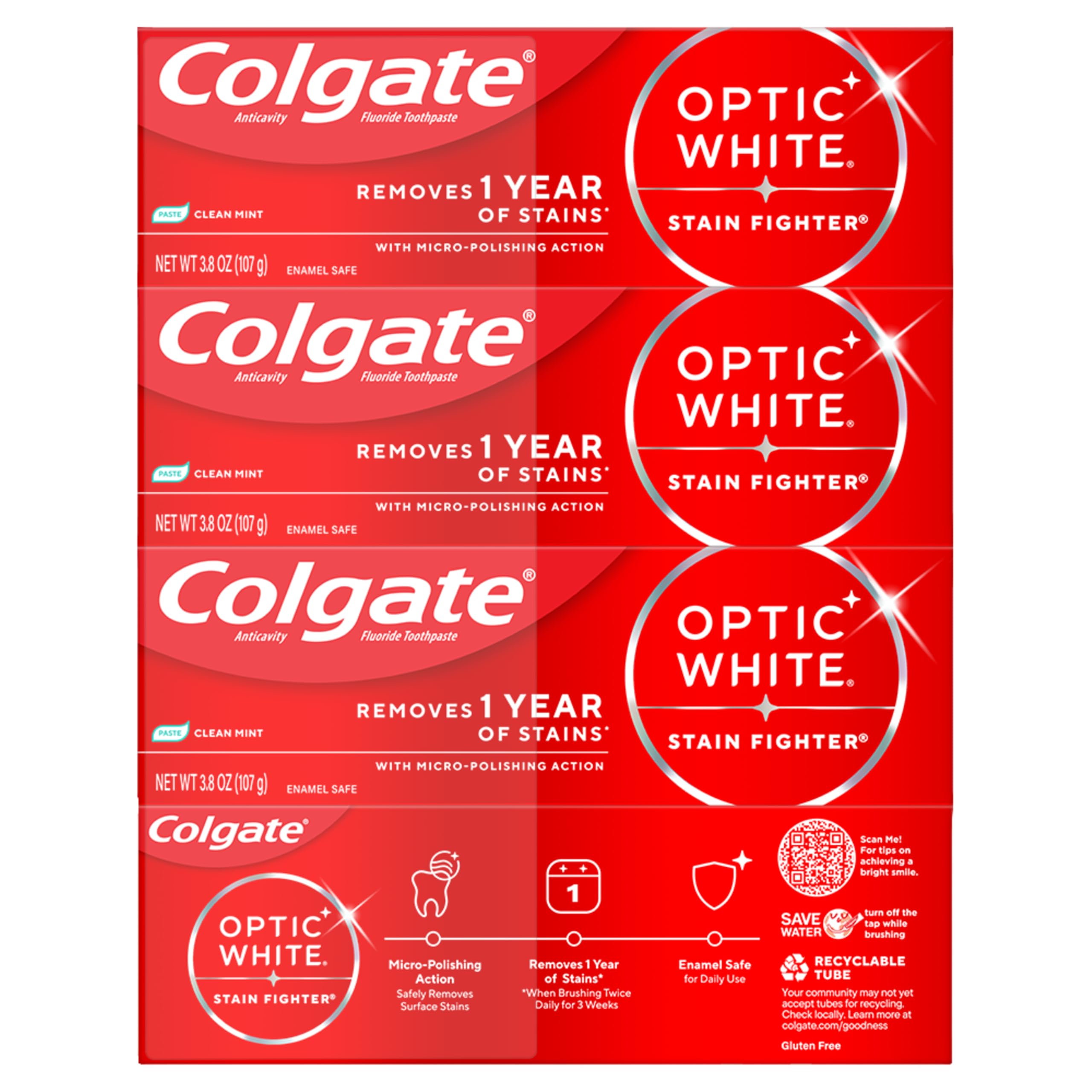 Colgate caja abierta con cuatro tubos para ahorro y abastecimiento