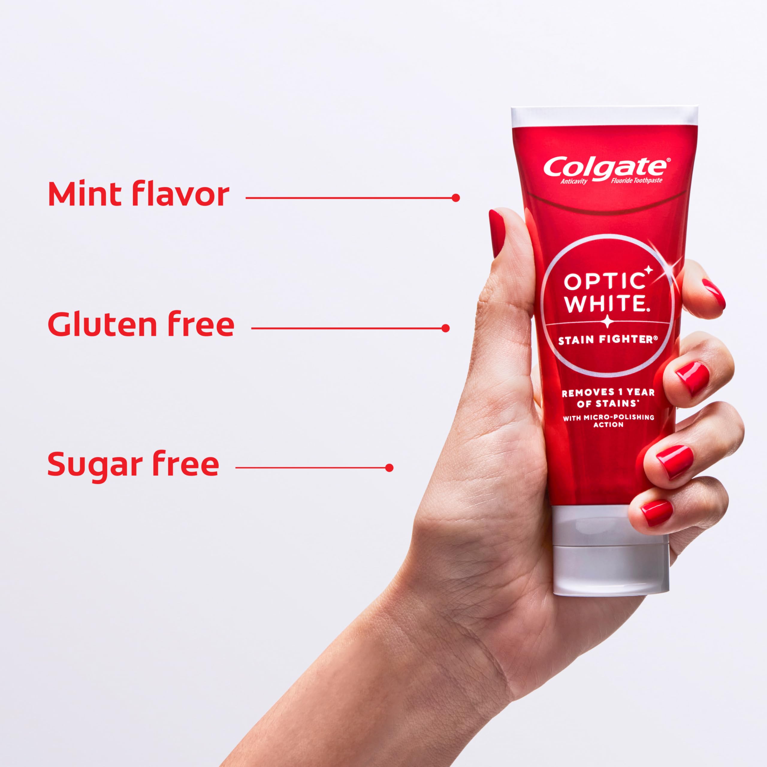 Colgate etiqueta con ingredientes y beneficios de protección