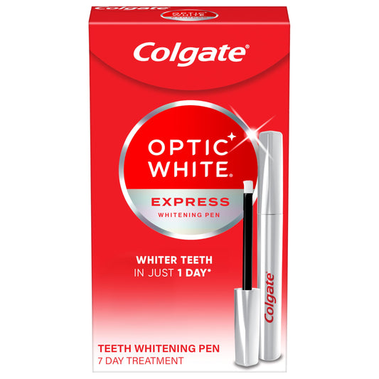 Colgate mostrando el bolígrafo frente compacto y práctico