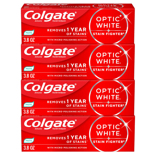 Colgate mostrando paquete frontal y beneficio blanqueador