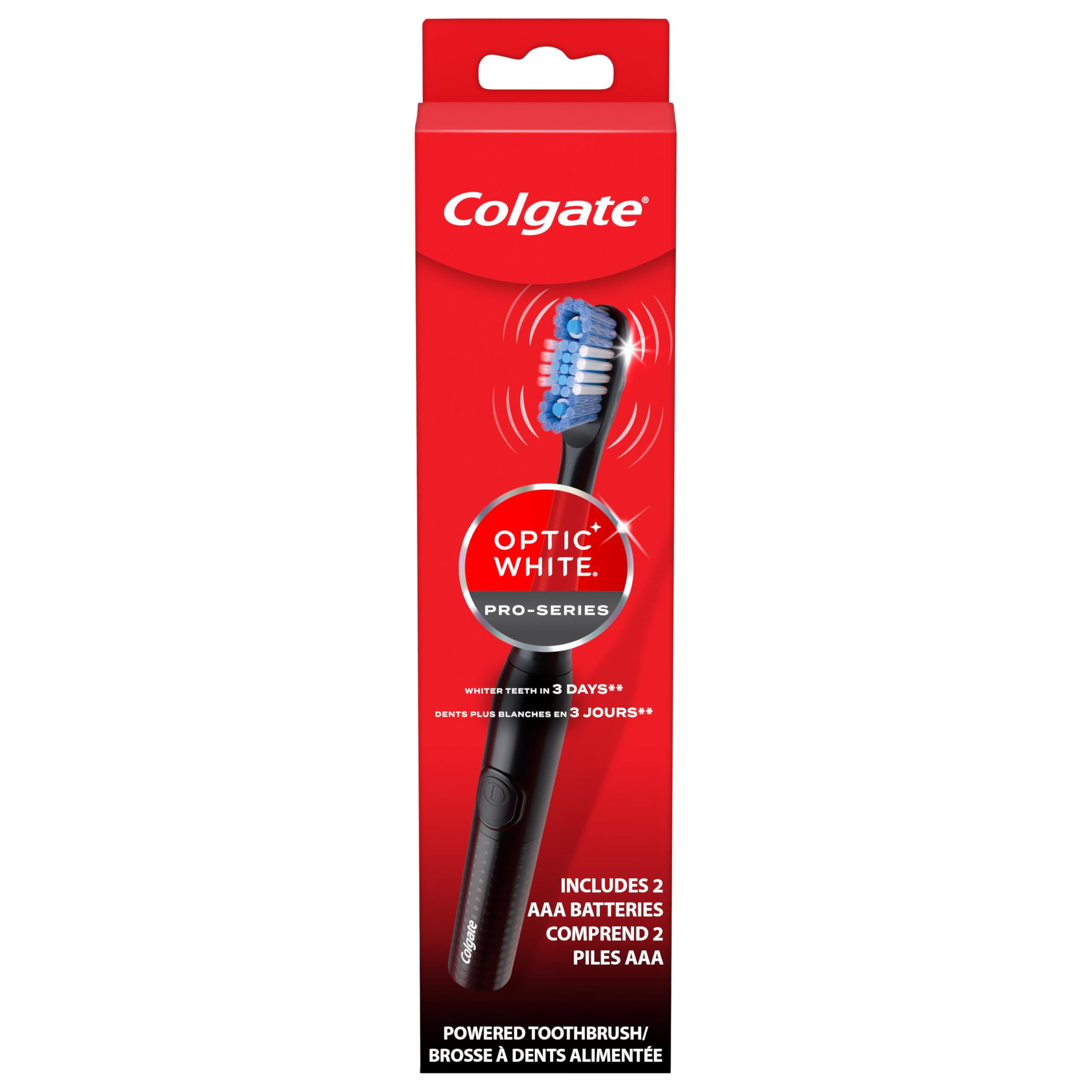 Colgate empaque frontal mostrando cepillo y beneficios visibles