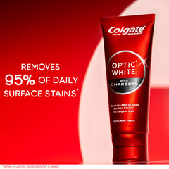 Colgate Optic White textura de la pasta con partículas micro-pulidoras visibles
