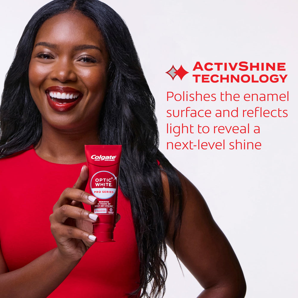 Colgate Optic White Pro Series etiqueta con ingredientes, indicación de 5% peróxido de hidrógeno