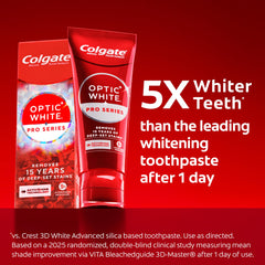 Colgate Optic White Pro Series detalle del cierre del tubo mostrando facilidad de uso y sello