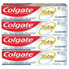 Colgate pack frontal mostrando los cuatro tubos y frescura duradera