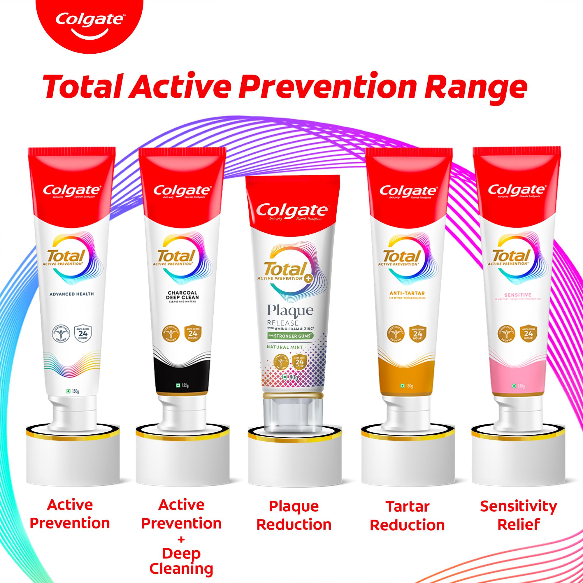 Colgate tubo en baño moderno mostrando uso diario conveniente