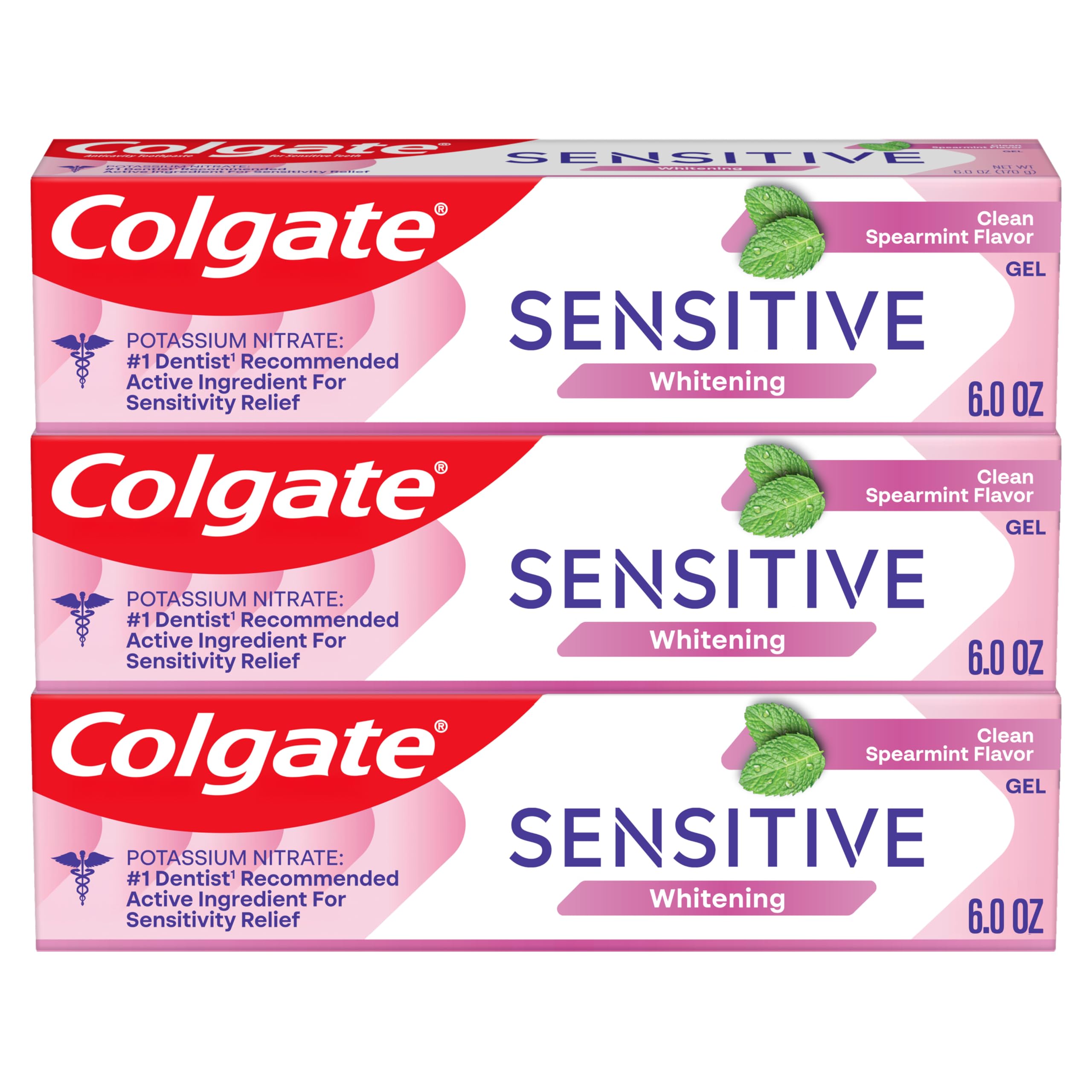 Colgate paquete frontal Clean Spearmint mostrando beneficio de alivio