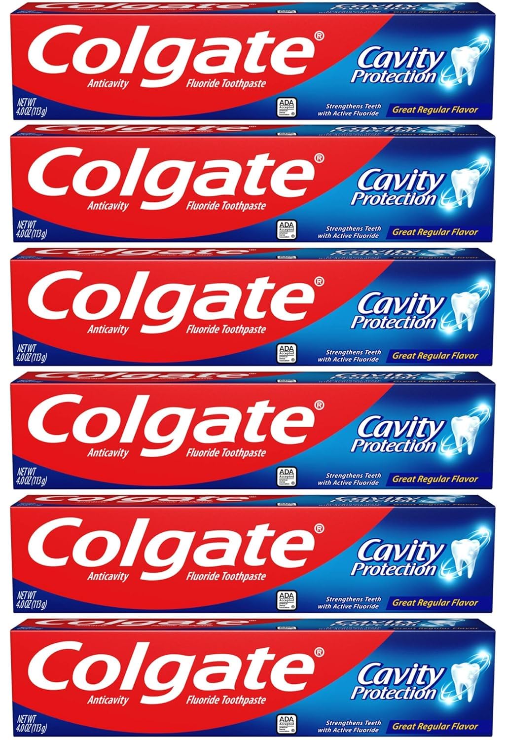 Colgate frontal del paquete muestra diseño y ahorro