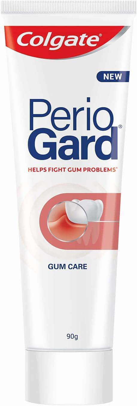 Colgate PerioGard envase 90 g visto de lado para referencia de formato