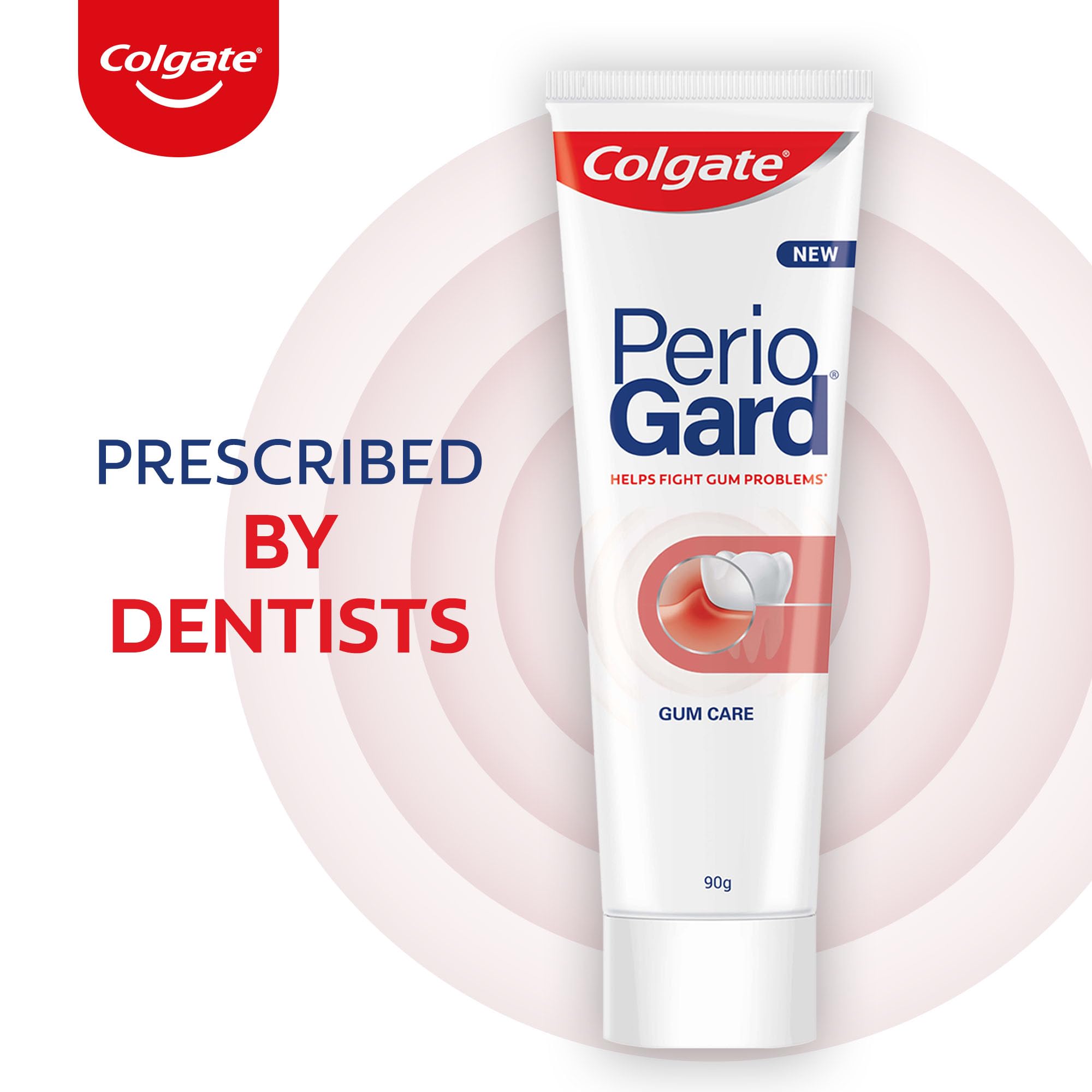 Colgate PerioGard etiqueta con ingredientes activos y ventajas visibles