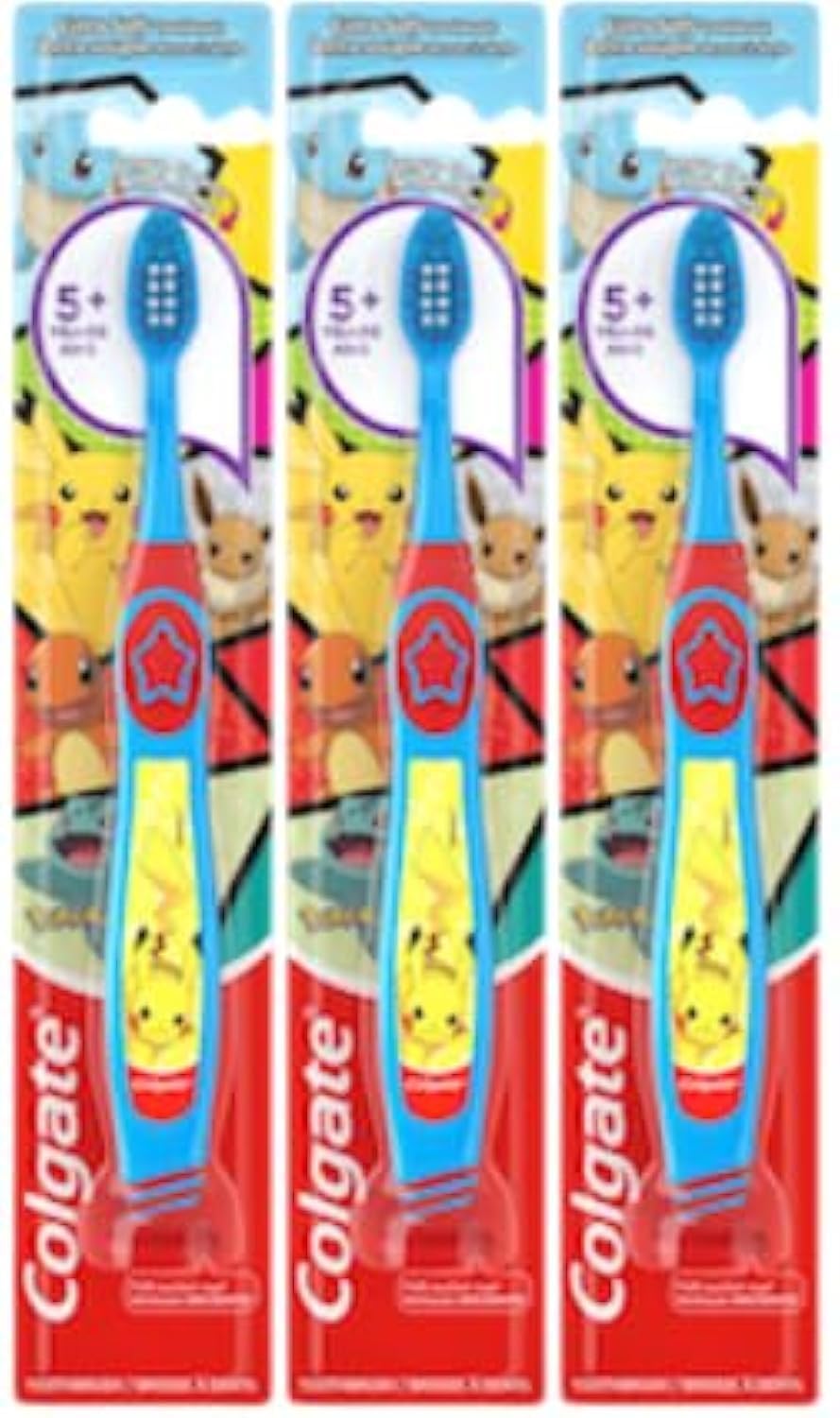 Colgate cepillo Pokémon vista frontal con ventosa muestra higiene divertida