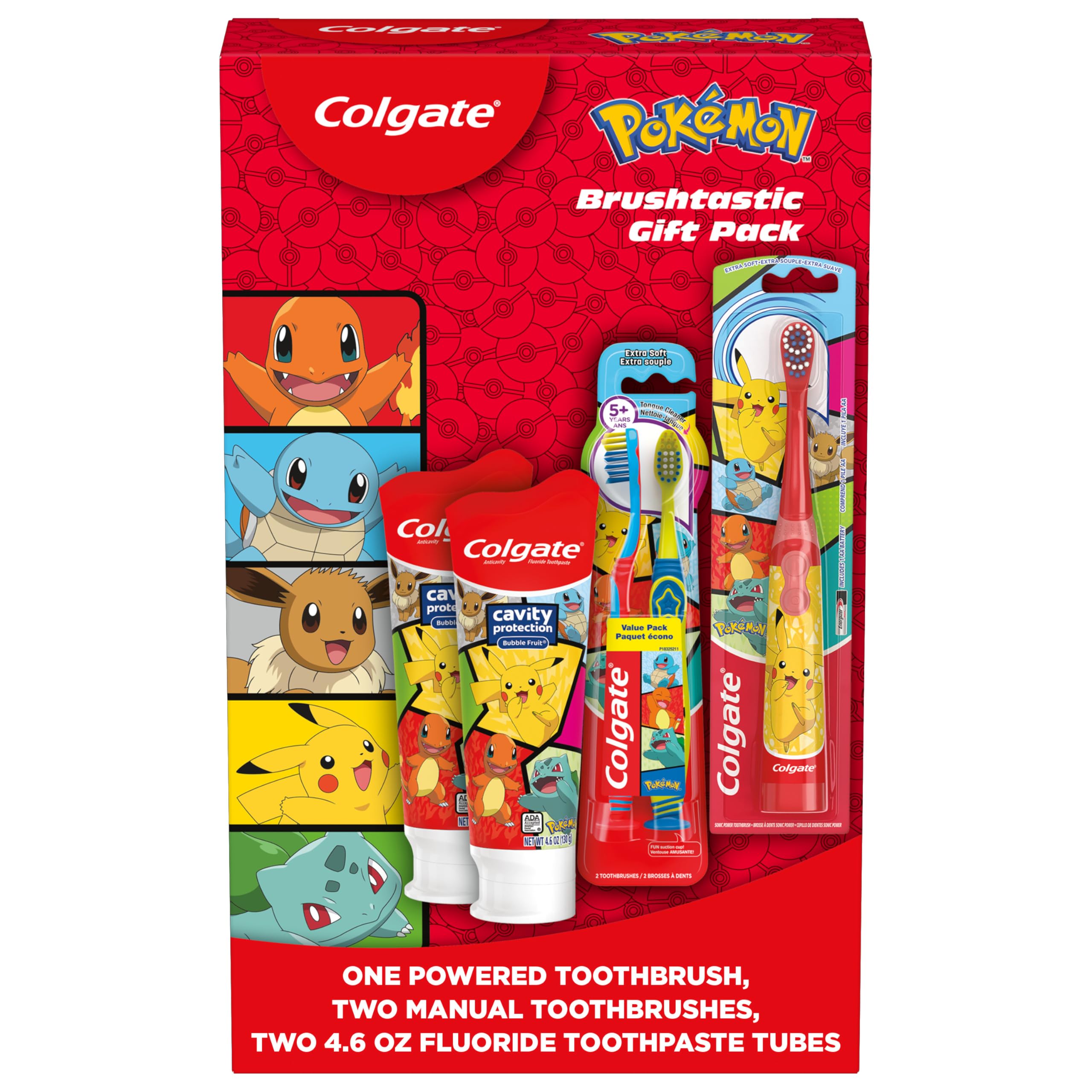 Colgate frente del empaque Pokémon mostrando el set y diseño llamativo