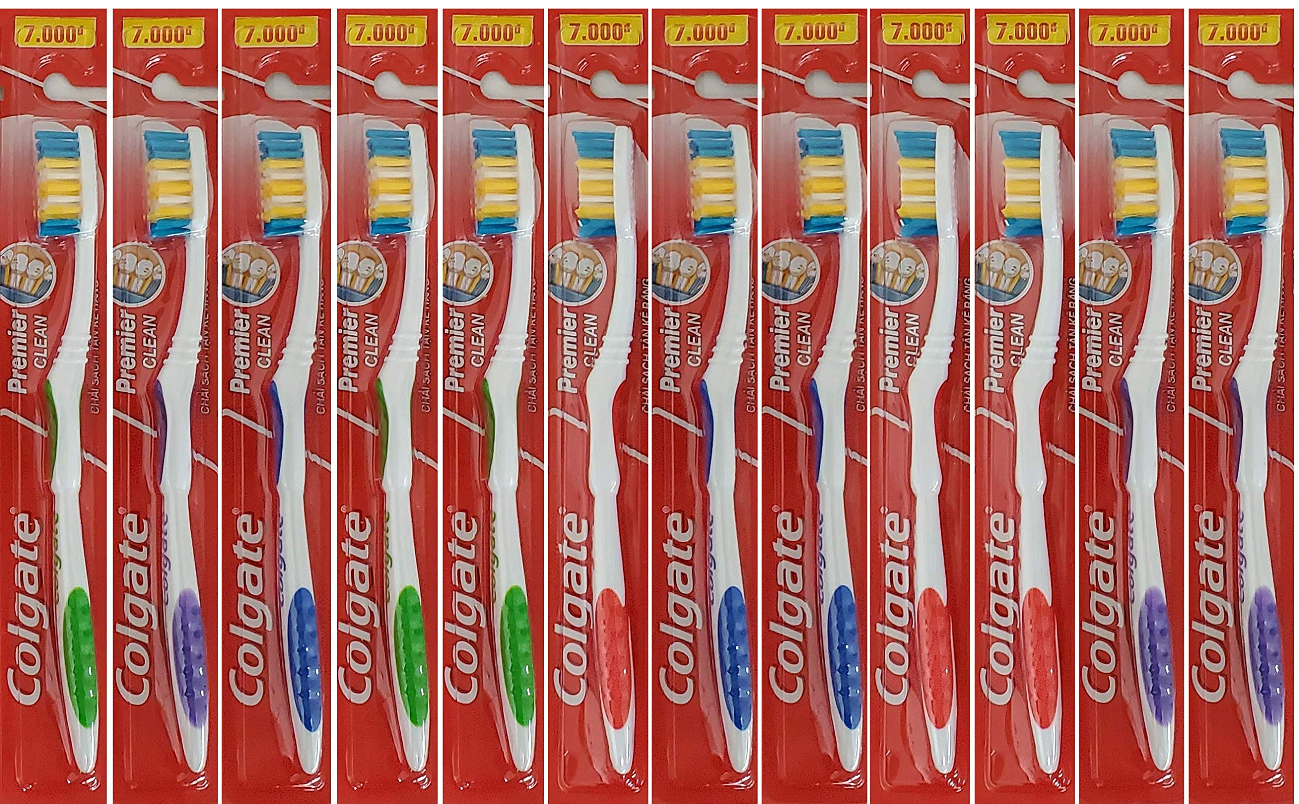 Colgate vista frontal del paquete multicolor beneficios higiene familiar