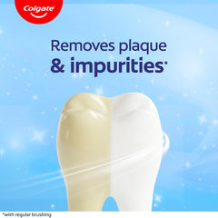 Etiqueta Colgate con indicación de flúor e ingredientes clave para protección