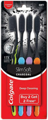 Colgate Slimsoft Charcoal cerdas entre dientes closeup removiendo restos y placa