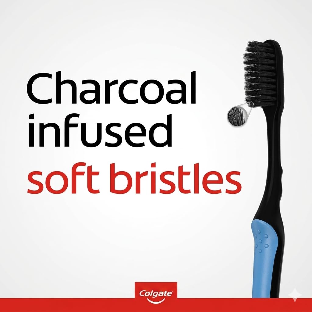 Colgate Slimsoft Charcoal ambientación en baño transmitiendo rutina diaria cómoda