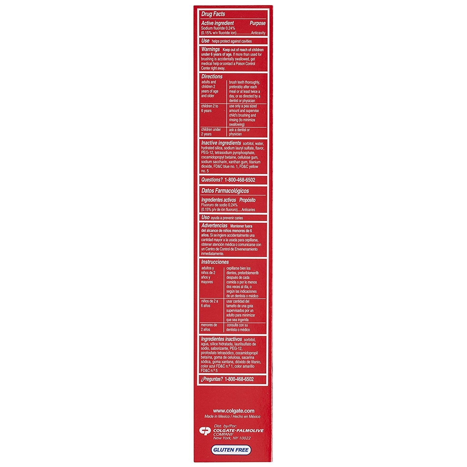 Colgate tubo en mano mostrando tamaño de 8 oz y uso prolongado práctico