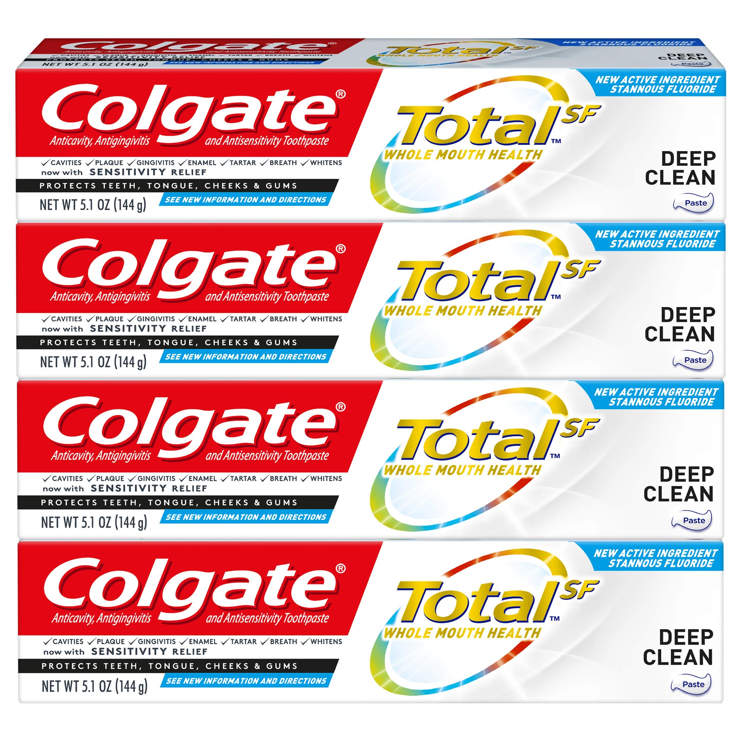 Colgate Total vista frontal del paquete, limpieza profunda y ahorro