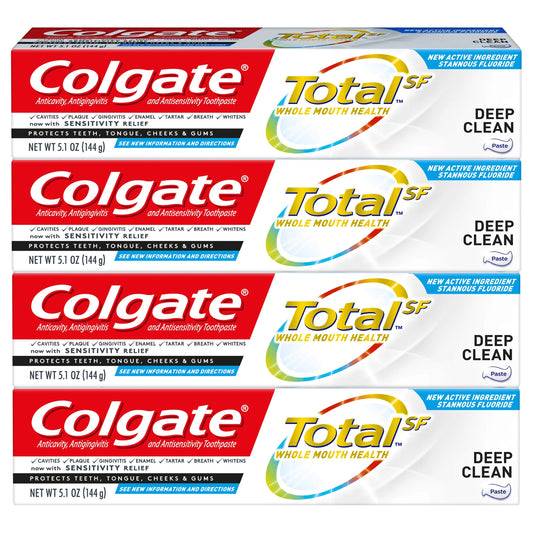Colgate Total vista frontal del paquete, limpieza profunda y ahorro