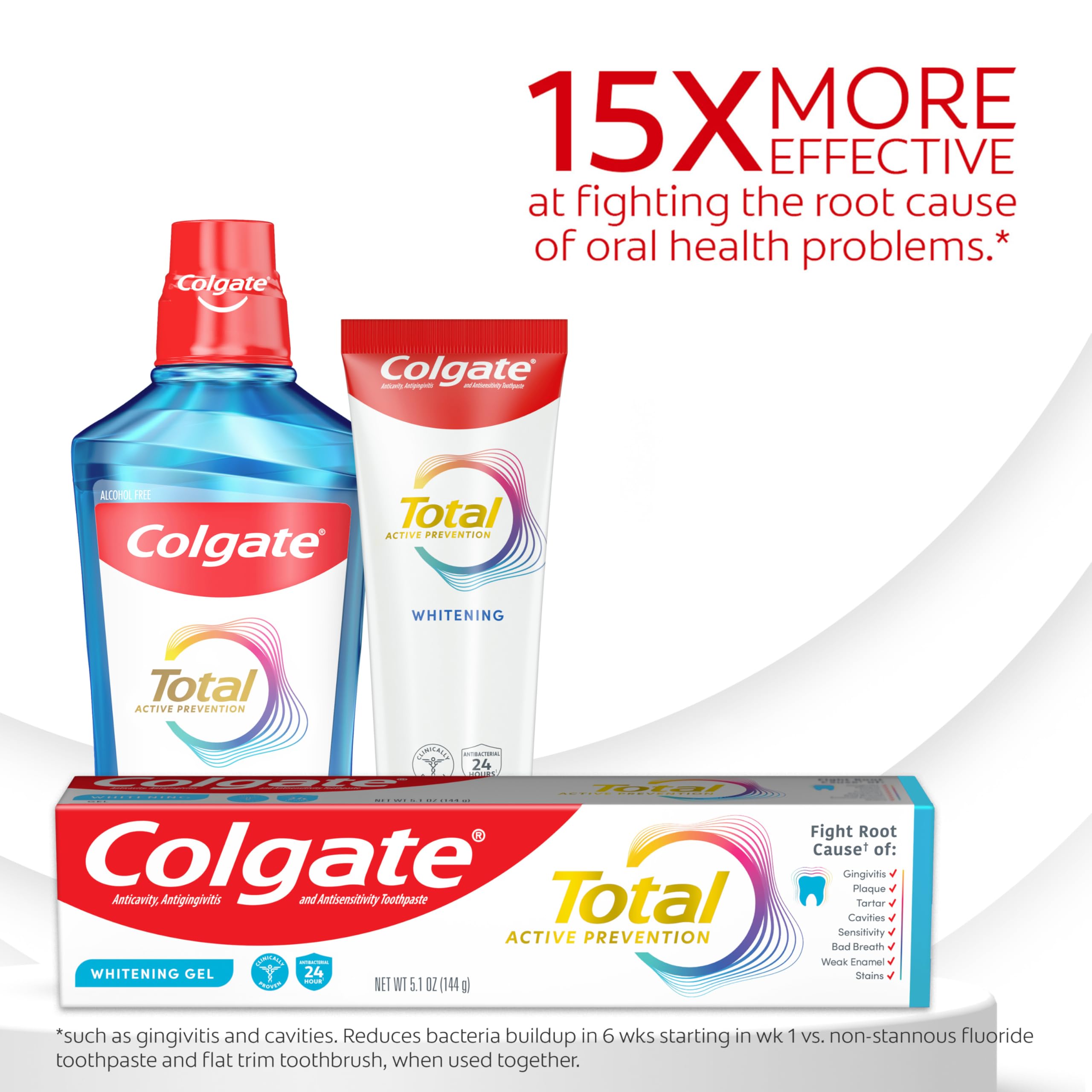 Colgate Total textura del gel clara que facilita el blanqueamiento