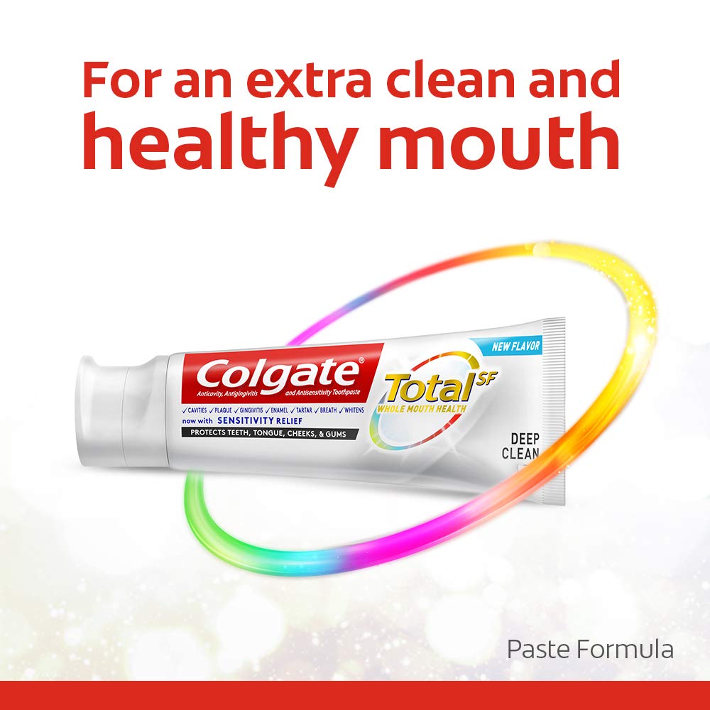 Colgate Total textura de la pasta en el cepillo, sensación de limpieza