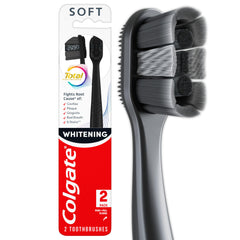 Colgate cepillo pack frente mostrando dos unidades y color negro, limpieza confiable