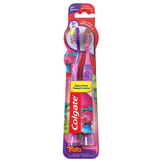 Colgate cepillo Trolls frontal del pack mostrando colores y ventosa