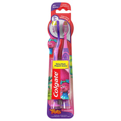 Colgate cepillo Trolls frontal del pack mostrando colores y ventosa