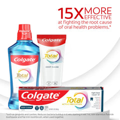 Colgate primer plano de la etiqueta que destaca la fórmula con stannous fluoride