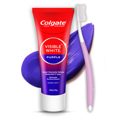 Colgate tubo frente mostrando diseño y blanco más brillante