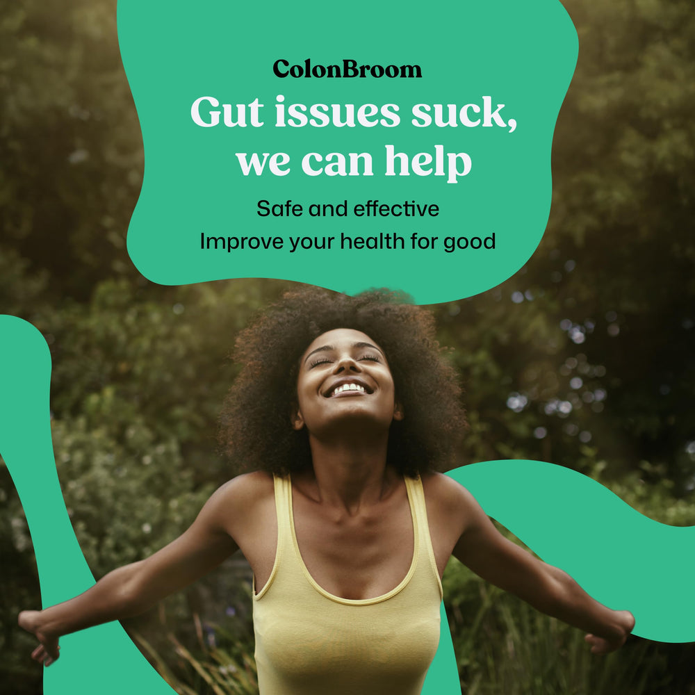 Detalle de la etiqueta ColonBroom con lista de ingredientes limpios y beneficios claros
