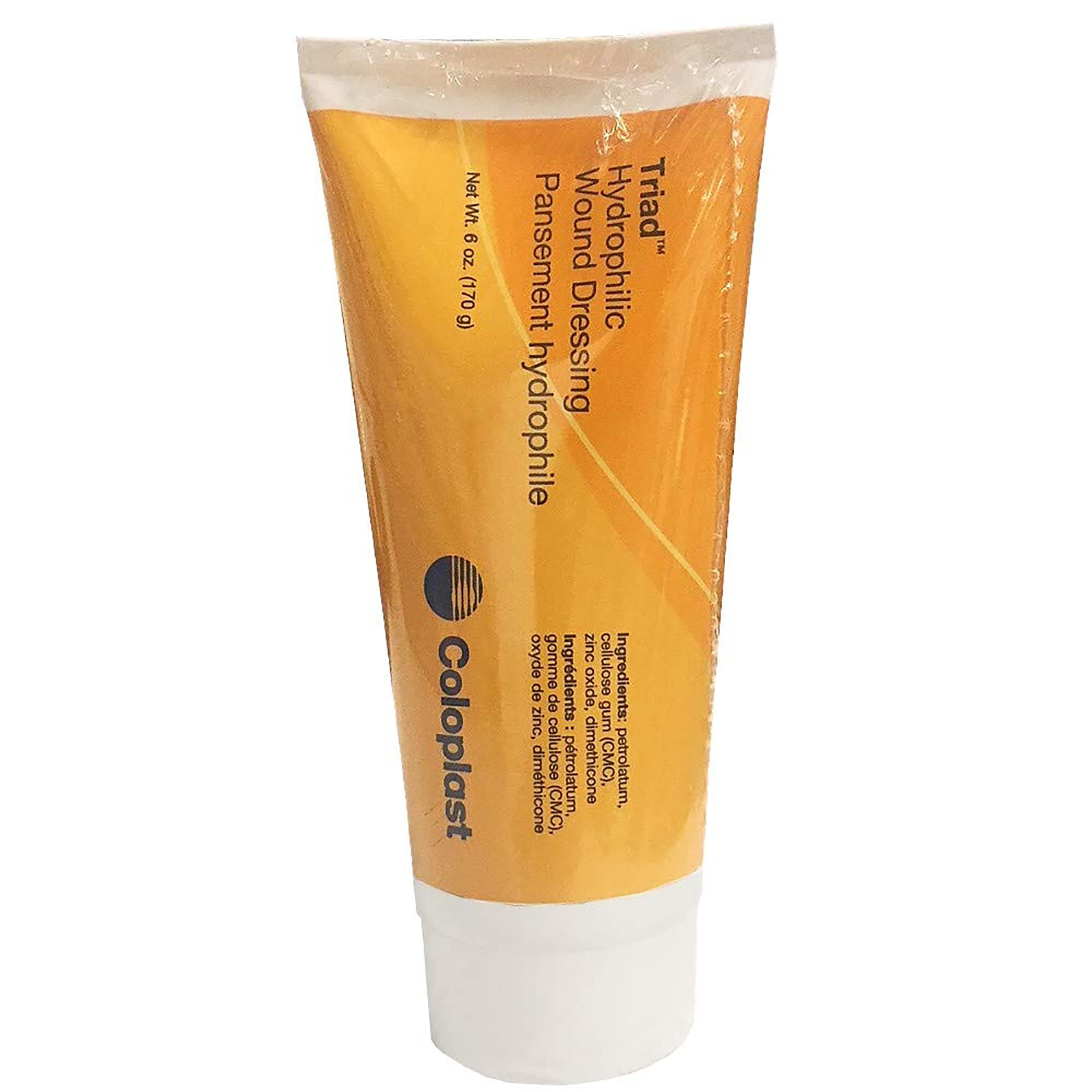 Coloplast Triad tubo frontal mostrando etiquetado y volumen útil