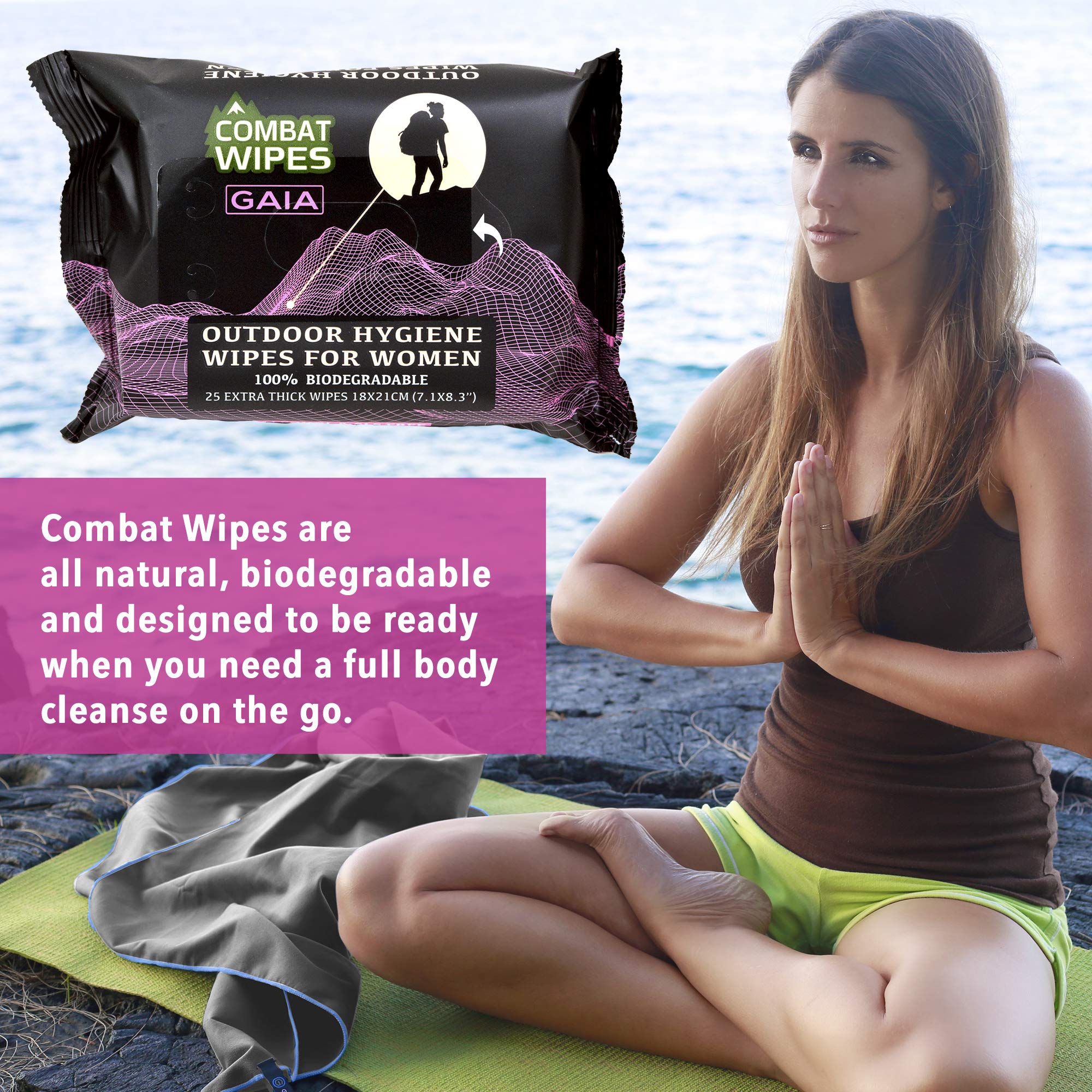 Combat Wipes etiqueta con ingredientes como aloe y vitamina E