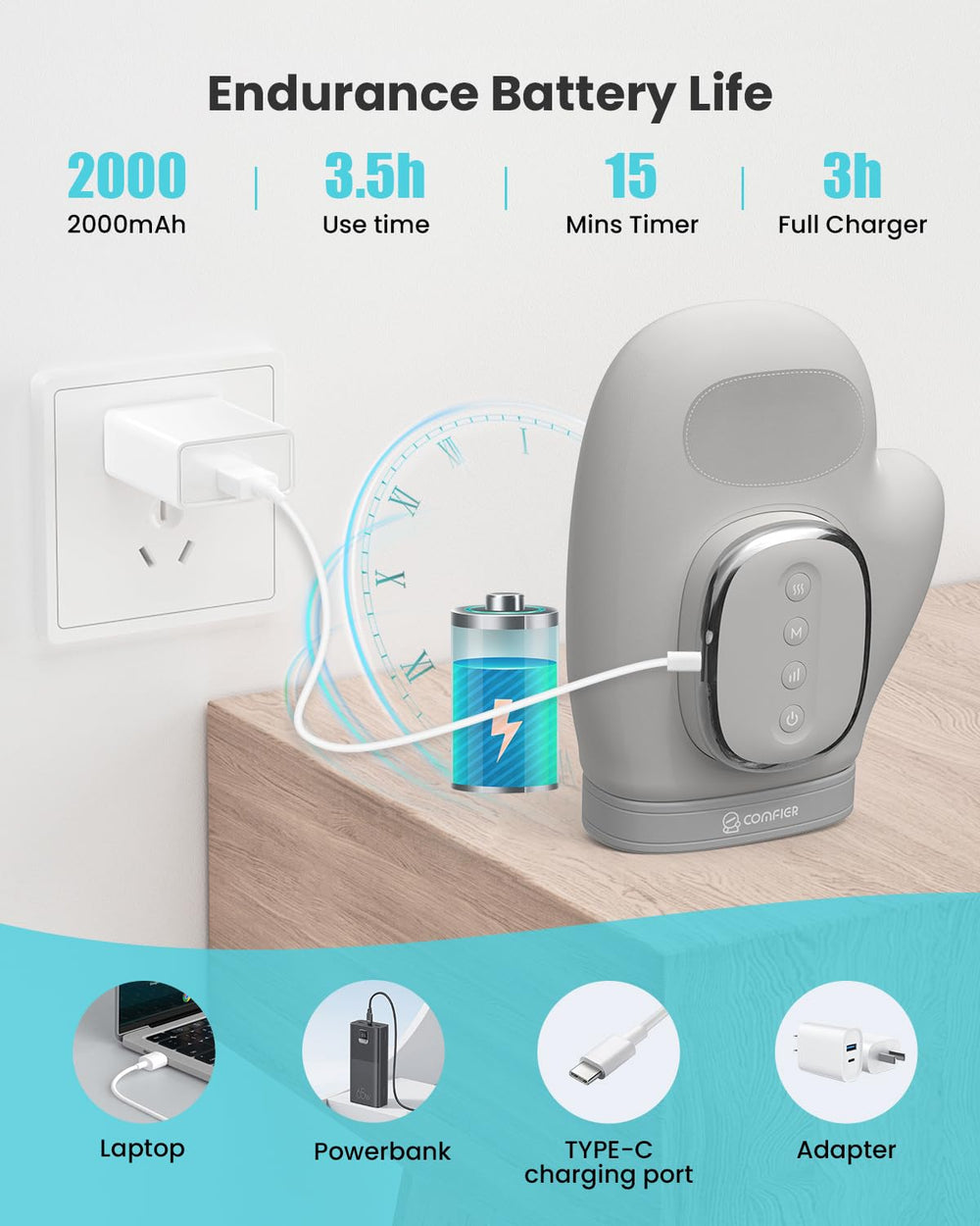 COMFIER masajeador en ambiente hogareño transmitiendo relajación cotidiana