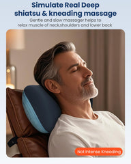 COMFIER masajeador en uso en cuello y hombros, favorece relajación muscular