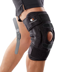 Comforband vista frontal del empaque mostrando la rodillera y beneficio de soporte
