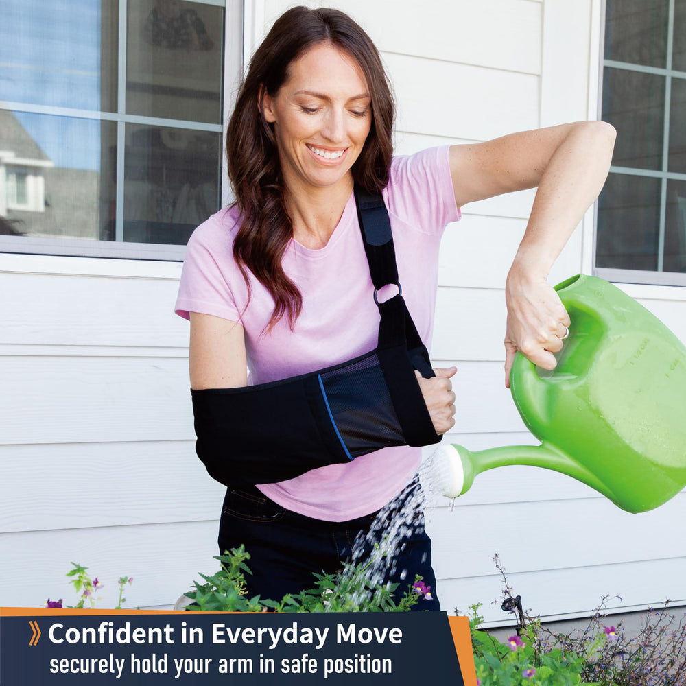 Comforband vista lateral puesto para mostrar la posición correcta del brazo