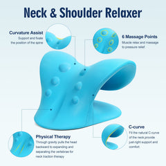ComfortLife uso sobre suelo demostrando estiramiento cervical y relajación