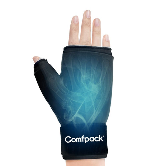 Comfpack guante frontal mostrando diseño anatómico y alivio localizado