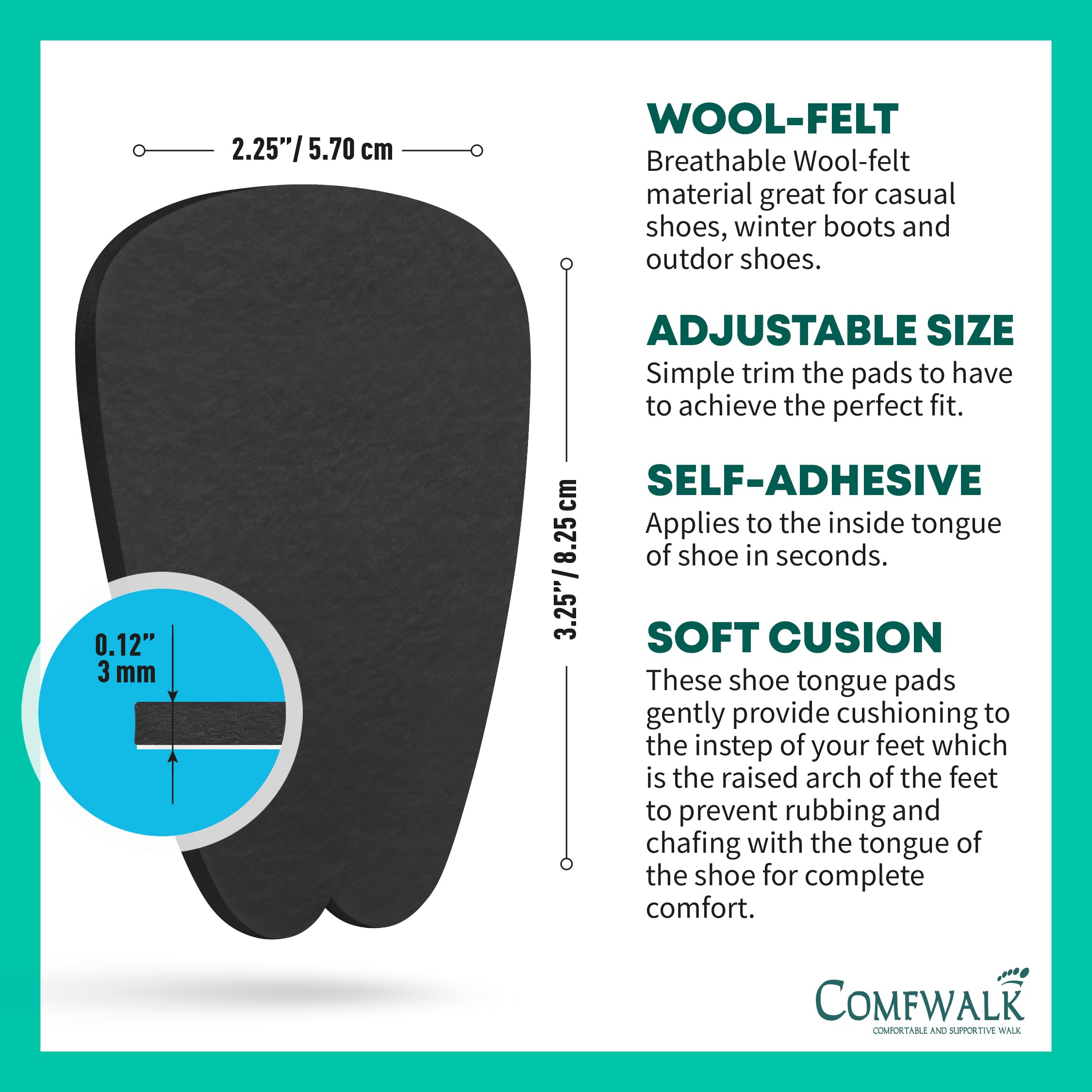 Comfwalk primer plano del fieltro suave, aporta confort y amortiguación