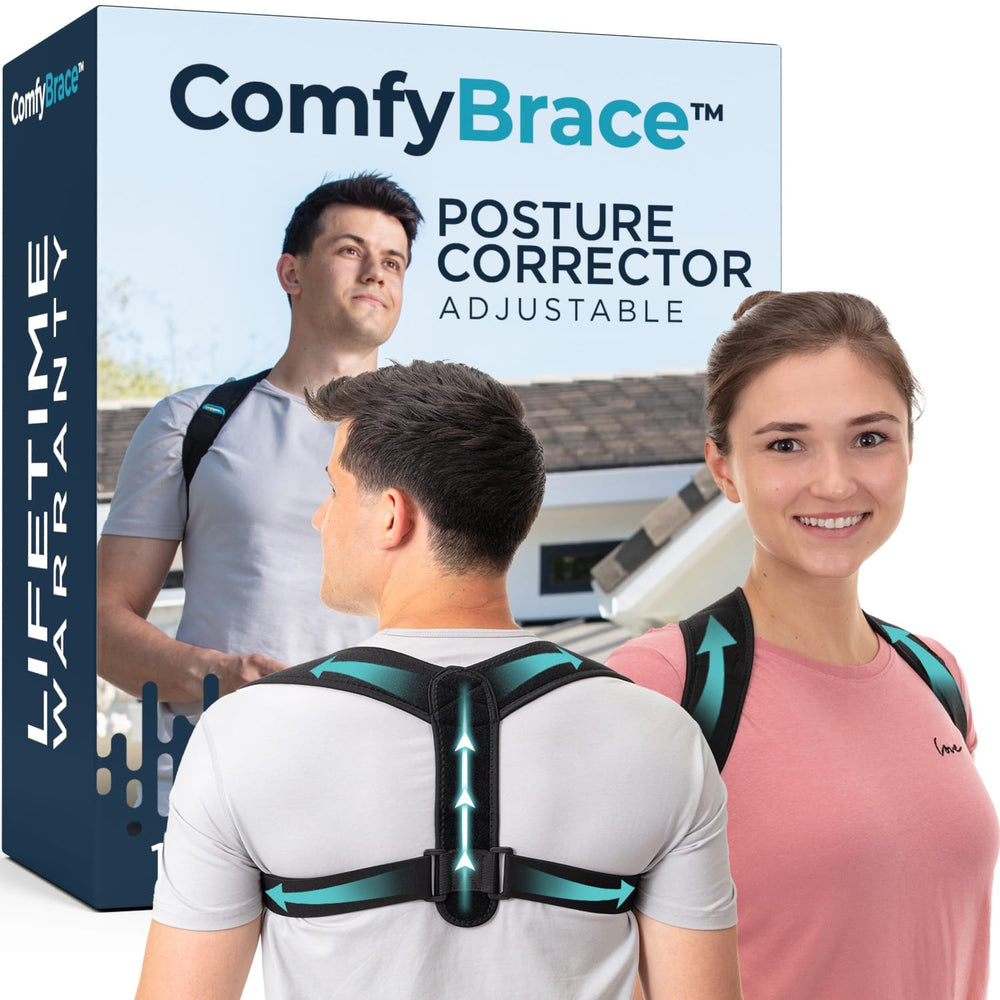 ComfyBrace vista frontal del corrector mostrando diseño y ajuste cómodo