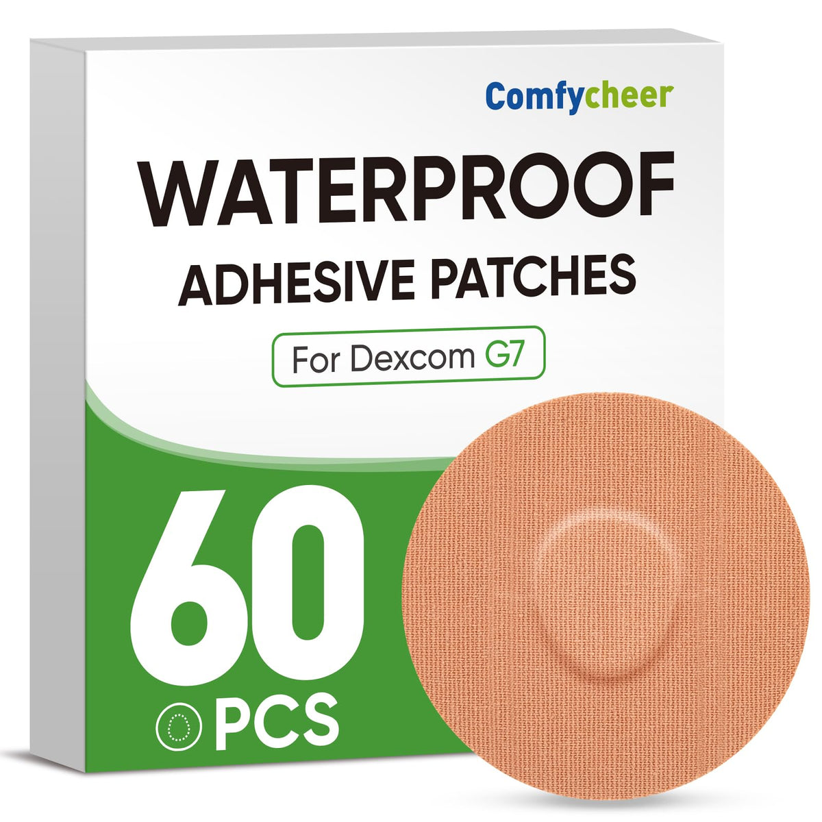 Comfycheer empaque frontal mostrando 60 parches y beneficio conveniencia