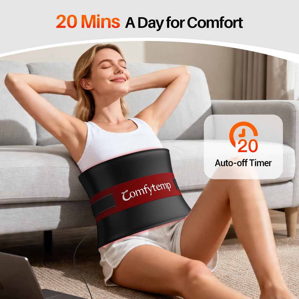Comfytemp pad junto a una persona para ver escala y cobertura corporal clara