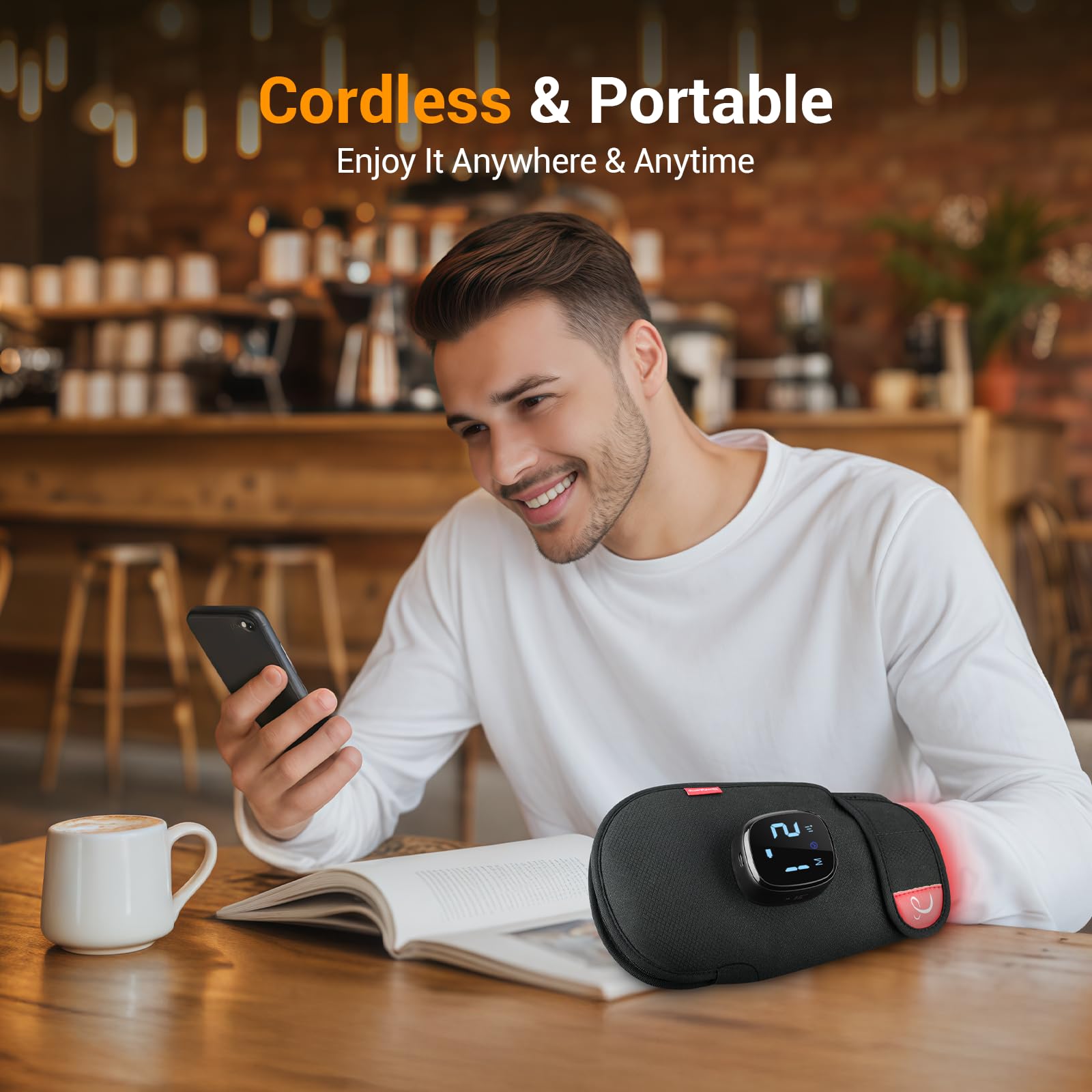 Comfytemp comparación de tamaño con una mano mostrando ajuste universal