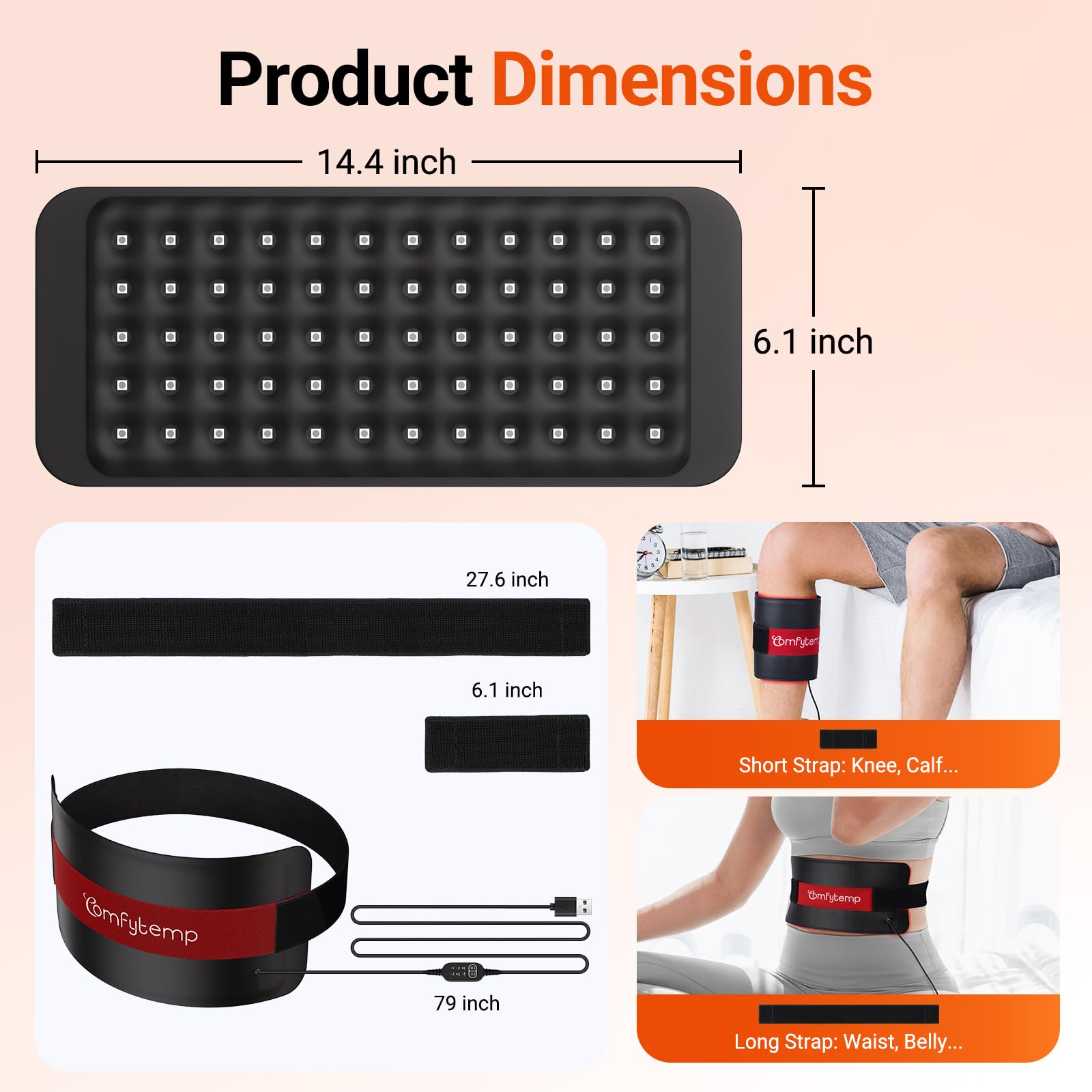 Comfytemp comparación de tamaño con una mano, portable y fácil de llevar