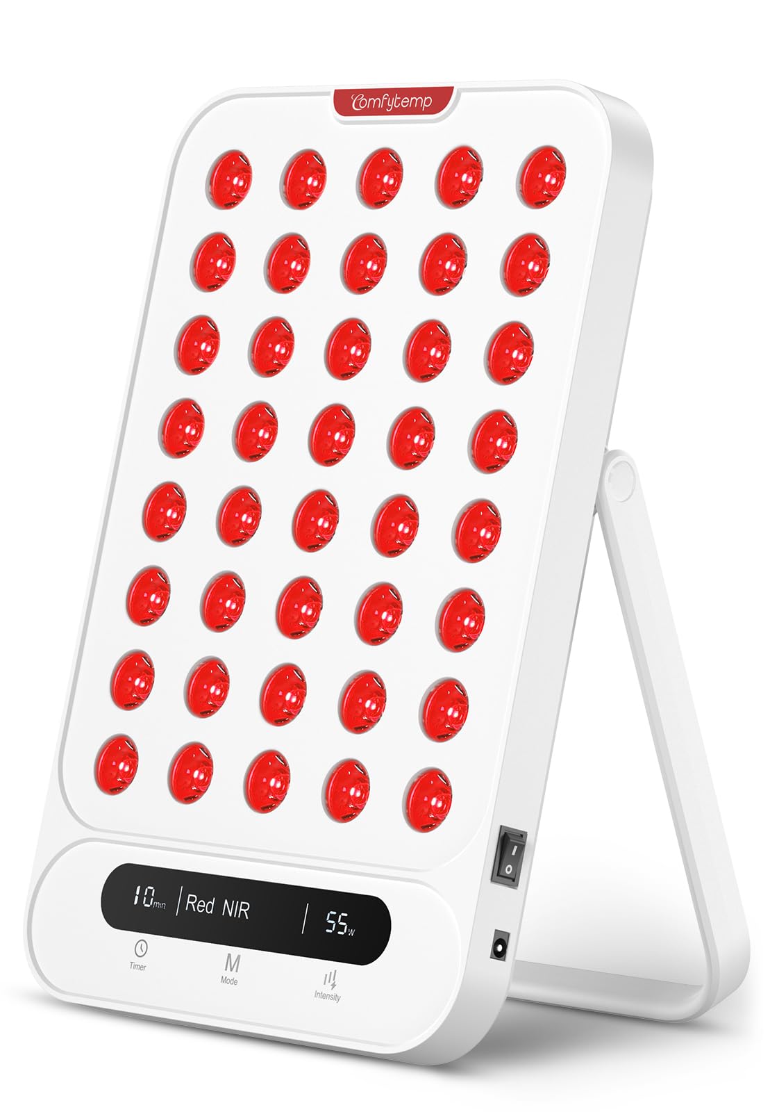 Comfytemp panel frontal mostrando 40 LEDs y diseño compacto para sesiones eficientes