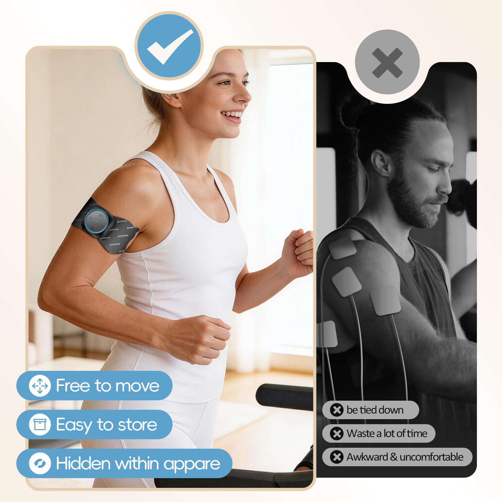 Comfytemp unidad en mano para mostrar tamaño portátil y control fácil
